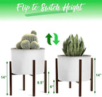 Sorbus Adjustable Metal Plant Stand – Mid Century Style Flower Pot Holder, 10 to 16 Inches Planter Stand for Modern Home Décor, Houseplants – Plant & Pot NOT INCLUDED (Brown, 1 Pack)
