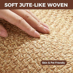 Anti Fatigue Kitchen Rugs Mat Non Slip Washable, 0.4" Thick Soft Cushioned Absorbent Kitchen Mats for Floor, Jute-Like Woven Laundry Standing Mats Sink Mat, Easy Clean Care, Brown 17"x30"