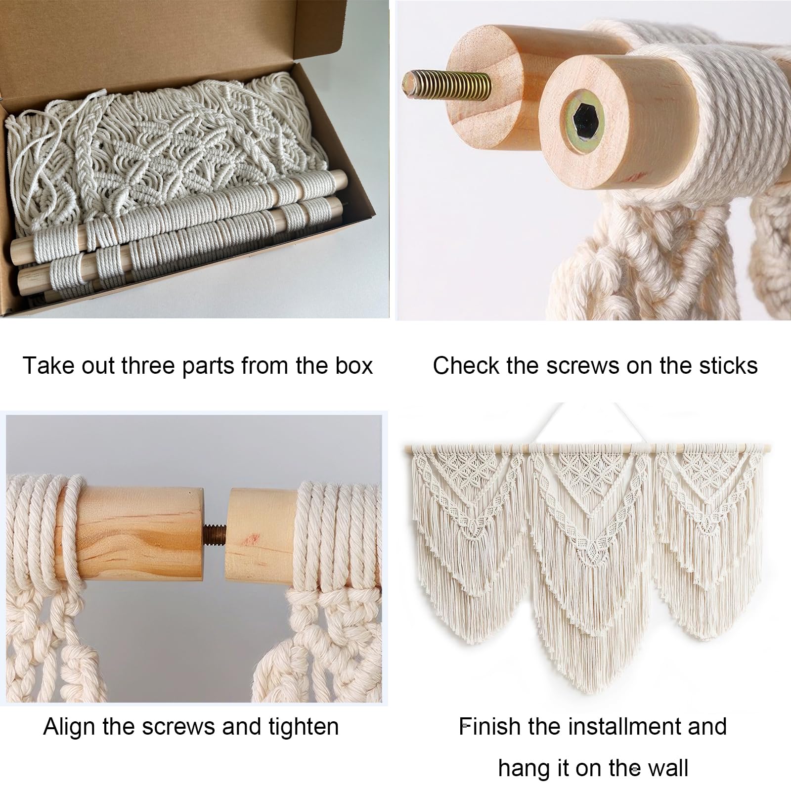 Achart Macrame Wall Hanging Large- Boho Wall Decor- large wall art- Wall Decor Living Room- Macrame Tapestry Boho Decor for Bedroom (Beige-H) - color: Beige-H