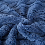 YUSOKI Sherpa Large Throw Blanket Single Layer,Light Weight(1.7lb),370GMS-3D Stylish Design for Gift Home Decor (Washed Blue,50"x65")