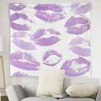 WNAGT Trendy Black and White Kiss Lips Tapestry Wall Hanging, Funky Makeup Wall Decor, Fashion Aesthetic Wall Blanket Decor for Girls Room College Dorm Makeup Room Beauty Room, 50x60 Inch