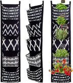 Boho Fabric Hanging Planter (3 Sets of 5 Pockets); Vertical Hanging Herb/Flower Planter