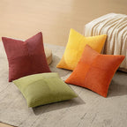 MIULEE Yellow Orange Rust Throw Pillow Covers 18x18 Inch 4 Packs Boho Farmhouse Decorative Color-Clash Pillow Cases Soft Cushion Cases for Couch Sofa Bed Corduroy Striped Home Decor