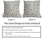 Blue Grey Gray Floral Pillow Covers 22x22 Set of 2 Vintage Rustic Old Style Cute Small Flower Print Decorative Outdoor Pillowcases Farmhouse Throw Cushion Case Decor for Couch Sofa Bed