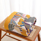 Snycler Boho Throw Blanket for Bed - 100% Cotton Ultra Soft Rustic Quilt - Watercolour Floral Printed Farmhouse Decor Bed Fall Blankets, 60"×80" All Season Rustic Throw for Sofa Couch Chair