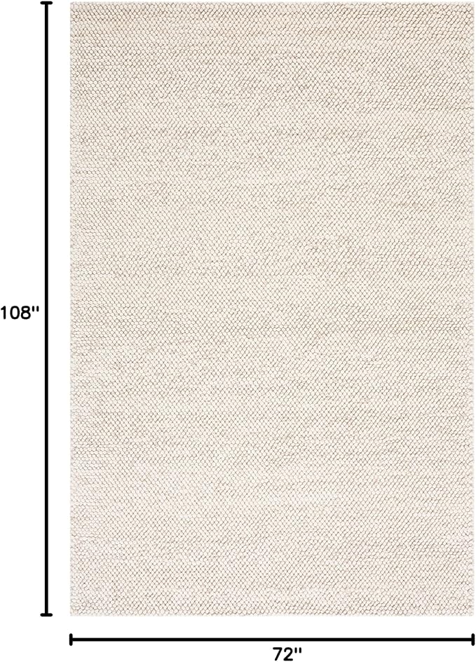 SAFAVIEH Area Rug 6x9 - Natura Collection - Beige & Ivory, Handmade Wool Blend, Textured Design, Ideal for Living Room, Bedroom, Dining Space (NAT425B)