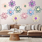 Ripeng 6 Pcs Boho Nursery Decor Flower Daisy Wall Art 6 Inch Woven Macrame Wall Hanging Bohemian Flower Decor Daisy Nursery for Baby Girls Kids Home Bedroom(Vivid Colors)