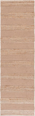 SAFAVIEH Natural Fiber Collection Runner Rug - 2'3" x 8', Taupe & Natural, Handmade Boho Farmhouse Rustic Jute & Cotton Jute, Ideal for High Traffic Areas in Living Room, Bedroom (NFB653E)