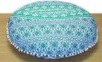 ICC Large Round seat Floor Cushion Chair Ottoman Cover, Pouf Pillow Meditation Floor Cushions Covers, Seating pouffe Throw Covers Craft Room Furniture for Sitting Cover 32" Inches Green