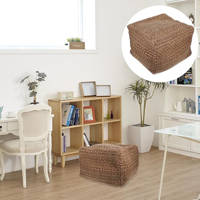 STOBAZA Footstool Cotton Yoga Sitting Cushion Farmhouse Pouf Cozy Japanese Cushion Hyacinth Square Pouf Footrest