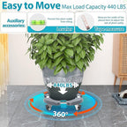 VANCASTLE Plant Caddy Plant Stand with Wheels, Heavy Duty Plant Roller Base 15-22 Inch Adjustable，Palnt Wheel Base 440 LBS, Large Potted Planter Cart Dolly for Flower Mover, Gray, 1 Pack