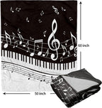 Music Blanket Soft Flannel Lightweight Abstract Piano Black White Throw Blanket Cozy Warm Blankets All Seasons Living Room Decor for Music Lovers Use On Couch Bed Sofa Office 50x60 inch