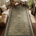 Moody 4x8 Area Rugs for Long Living Room, Washable Non Slip Wide Large Runner for Entryway Hallway 8ft, Retro Distressed Medallion Carpet Rugs for Bedroom/Kitchen/Dining Room, Multi Brown/Olive
