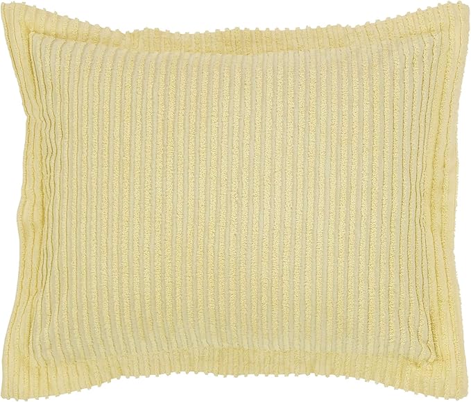 Better Trends Jullian Collection is Super Soft and Light Weight in Bold Stripes Design 100% Cotton Tufted Unique Luxurious Machine Washable Tumble Dry, Standard Sham, Yellow