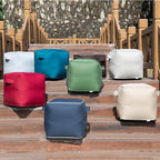 QILLOWAY Indoor/Outdoor Inflatable Stool, Ottoman Pouf Cube 16",All Weather Foot Rest for Camping or Home(Peacock Blue)