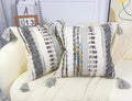Boho Throw Pillow Covers 16x16 Aesthetic Neutral Boucle Couch Pillow Cover Rainbow Striped Decorative Accent Pillow Case for Couch Bed Sofa Farmhouse,Modern Funky,Set of 2 Brown-Grey