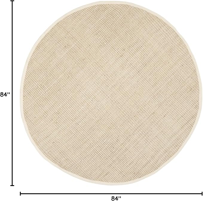 SAFAVIEH Natural Fiber Collection Area Rug - 7' Round, Ivory, Handmade Farmhouse Jute, Ideal for High Traffic Areas in Living Room, Bedroom (NF730A)