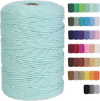 Cotton Macrame Cord 3mm 328yards Natural Colored Macrame Supplies, Soft Craft Cotton Rope for Plant Hanger Wall Hanger Dreamcatcher (Cyan)