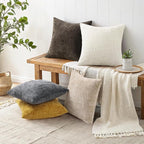 decorUhome Dark Brown Chenille Euro Sham Throw Pillow Covers 22x22 Set of 2 Textured Soft Cozy Slubby Couch Pillow Covers Modern Farmhouse Boho Decorative Pillow Cases for Bed Sofa Living Room