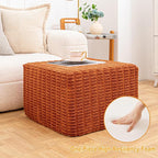 Asuprui Round Square Pouf Ottoman Foot Rest – Lightweight Modern Footstool with Plush Foam Filling, Perfect for Living Room Decor & Cozy Comfort – 20x20x14 Inch Chic Accent Piece (Burnt Orange)