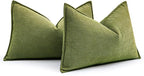 MIULEE Pack of 2 Moss Green Decorative Lumbar Pillow Covers 12x20 Inch Soft Chenille Luxurious Couch Throw Pillows Farmhouse Cushion Covers with Elegant Design for Sofa Bed Living Room Spring Decor