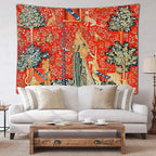 FEASRT European Royal Tapestry Medieval Princess Tapestry, 60x40 Inches Soft Flannelette, Lady and Unicorn for Living Room Bedroom Dorm Decor