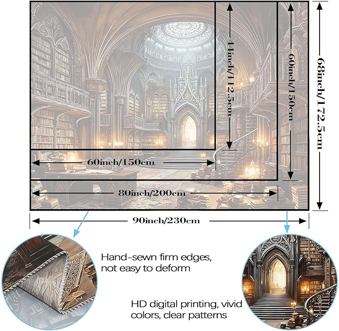 Accnicc Gothic Library Tapestry Medieval Bookshelf Tapestries Wall Hanging Goth Vintage Dark Academia Hall Library Backdrop Extra Large Tapestry for Bedroom Living Room Dorm Classroom 90 x 68 inch