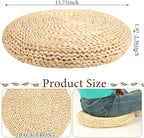 Barydat 8 Pcs Floor Cushions Round Large Pillow Seating Meditation Floor Pillow Boho Natural Woven Seat Cushion Japanese Tatami Cushion for Yoga Room Balcony Chair Pad, 15.75 Inch