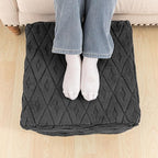 Fluffy Square Ottoman Pouf with All-in-One Foam Filling 20 x 14 Inches Furry Ottoman Foot Rest Foot Stool for Living Room or Bedroom (Gray)