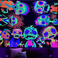 Horror Tapestry Blacklight Tapestry for Bedroom Zombie Crowd Around Tapestries UV Reactive Poster Glow in the Dark Walker Undead Ghoul Tapestries Wall Hanging Halloween Decor Scary Room Decor 90"x71"