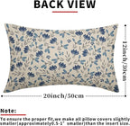 Blue Grey Gray Floral Pillow Covers 12x20 Set of 2 Vintage Rustic Old Style Cute Small Flower Print Rectangle Decorative Outdoor Pillowcases Farmhouse Throw Cushion Case Decor for Couch Sofa Bed