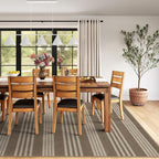Lahome Elance Striped Non Shed Easy Jute Rug, 5x7 Large Living Dining Room Rug Washable Outdoor Patio Rug, Farmhouse Neutral Non Slip Stain Resistance Indoor Outdoor Carpet for Sunroom Bedroom, Khaki
