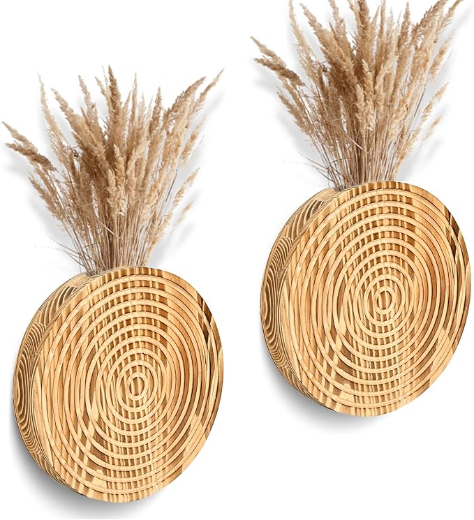 Set of 2 Wall Planter for Indoor Plants, Boho&Farmhouse Wall Decor for Living Room, Bathroom,Hanging Planter for Artificial Flower Plants(Brown)