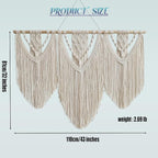 oiikain Large Handmade Boho Macrame Wall Hanging Tapestry - Chic Bohemian Woven Home Decor art for Living Room, Bedroom, and Wedding Parties (Beige, twelve rhombus)