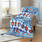 MACEVIA Flannel Boho Blanket for Couch, Country Western Aztec Blankets for Home Decor, Southwestern Colorful Throw Blanket with Tassel, Soft Cozy Bohemian Blanket for Bed (Boho Blue, 50x60inches)