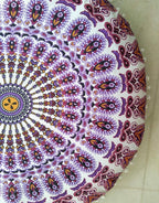 Mandala Floor Pillow Cushion Seating Throw Cover Hippie Decorative Bohemian Ottoman Poufs, Pom Pom Pillow Cases,Boho Indian (32 Inches, Purple White)