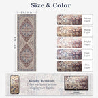 Maroon Blue 2x6 Hallway Runner Rug, Carpet Runners 6ft for Kitchen Non Slip Washable, Modern Vintage Floor Runner for Entryway Foyer, Medallion Rug Runner for Bathroom Bedroom Laundry Room
