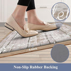 HEBE Anti Fatigue Kitchen Mat Set of 2 Non Slip Cushioned Kitchen Mats for Floor Waterproof Farmhouse Kitchen Rugs and Mats Set Comfort Standing Desk Mat Carpet for Sink,Office,Laundry