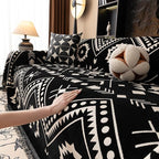 VClife Extra Large Couch Cover for Oversize Sofa Bohemian Sofa Slipcover, Aztec Geometric Chenille Sofa Cover Washable White Black Tribal Pattern Couch Protector Futon Cover 71" X 150"