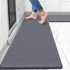 Mattitude Kitchen Mat 2PCS Kitchen Rugs Cushioned Anti-Fatigue Rug Waterproof Standing Desk Mat Kitchen Mats for Floor Kitchen Rug Set for Kitchen, Sink, Office 17.3"×30"+17.3"×59"-0.47inch Light Grey