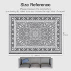 Lofus 9x12 Area Rugs for Living Room, Machine Washable Non-Slip Area Rug, Low Pile Large Rugs for Bedroom, Kitchen, Dining Room, Home Office, Vintage Oriental Print Rug, Light Grey with White