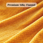 NEWCOSPLAY Super Soft Twin Blanket Mustard Yellow Premium Silky Flannel Fleece Leaves Pattern Lightweight Bed Blanket All Season Use (Mustard Yellow, Twin(60"x80"))