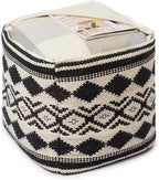 REDEARTH · UNSTUFFED Pouf Ottoman Cover Textured Cube Bean Bag Pouffe Footrest for Living Room, Bedroom, Nursery, Kidsroom; 100% Cotton(18"X18"X18", Linear Diamonds Black)