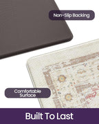 DEXI Kitchen Mats for Floor Cushioned, 23x59 Extra Large Wide Runner Rug Non Slip, Waterproof Soft Comfort Standing Padded Anti Fatigue Decorative, Light Beige