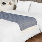 PAVILIA Herringbone Blanket Throw with Fringe,Faux Cashmere Knitted Throw with Tassels for Couch Bed,Decorative Farmhouse Soft Lightweight Plush Fuzzy Cozy,50x60,Herringbone - Navy Blue
