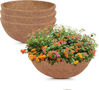 GreatBuddy 4 Pcs Coconut Hanging Basket Liners 16 Inch, Sturdy Round Coco Liners for Planters, Perfect Replacement for The Old, 100% Natural, Easy to Straighten Out