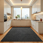Softlife 4x6 Faux Jute Area Rug, Washable Rugs for Entryway Modern Farmhouse Non-Slip Accent Rug Floor Carpet for Dining Room Living Room Bedroom Kitchen Entryway, Black