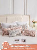 Decorative Boho Orange Lumbar Pillow Covers 1 Pack 14x36 Inch Farmhouse Tufted Long Accent Body Pillow Covers for Bed, Neutral Fluffy Boho Throw Pillowcase for Couch Bedroom, Sofa Home Décor
