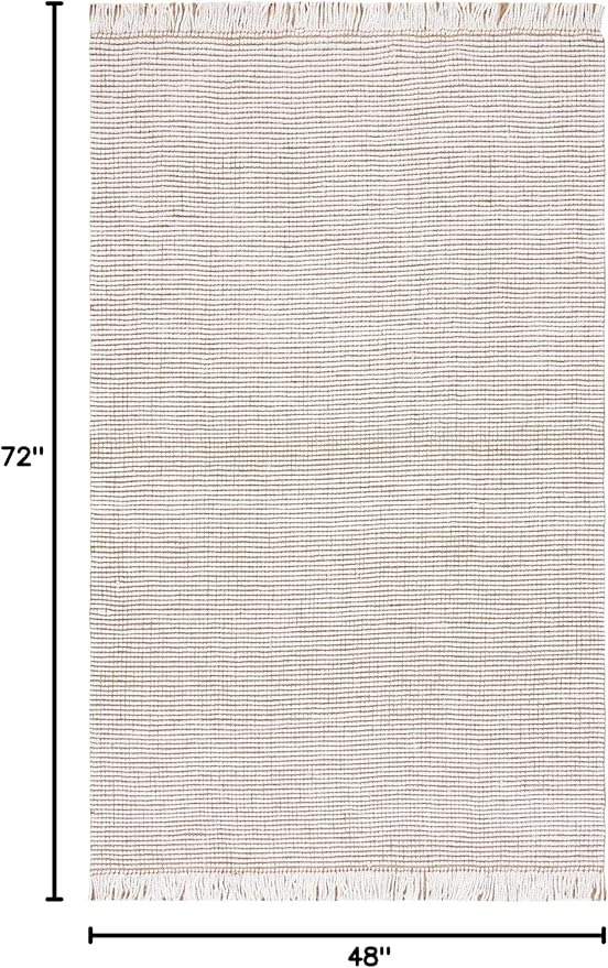 SAFAVIEH Natural Fiber Collection Accent Rug - 4' x 6', Ivory & Natural, Handmade Woven Farmhouse Fringe Jute, Ideal for High Traffic Areas in Entryway, Living Room, Bedroom (NF826A)