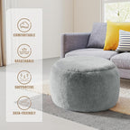 Round Pouf Ottoman Foot Rest, 29 X 18Inch Floor Poufs Footstool, A Round Modern Foam Filled Foot Stool for Living Room, Home, Nursery, Dorm (Grey, 29Inch)